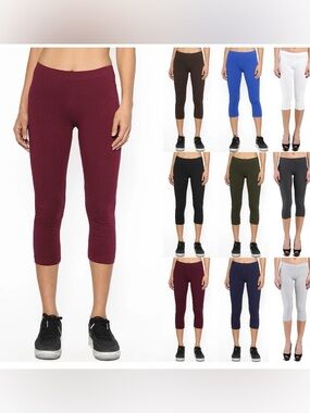 Women’s Premium Cotton/Spandex
Capris Crop leggings, White, Sz Large
